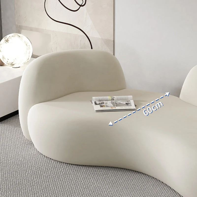Divano moderno con braccioli smoking curvo microfibra bianca da 29,52 pollici Clearhalo
