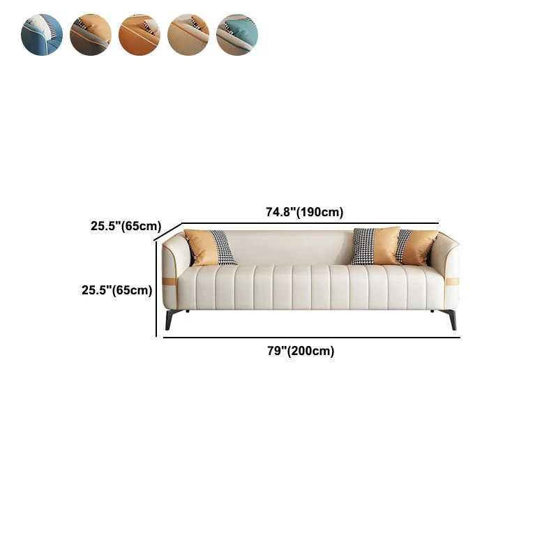 Divano moderno con braccioli smoking ecopelle da 25,6" per soggiorno Clearhalo