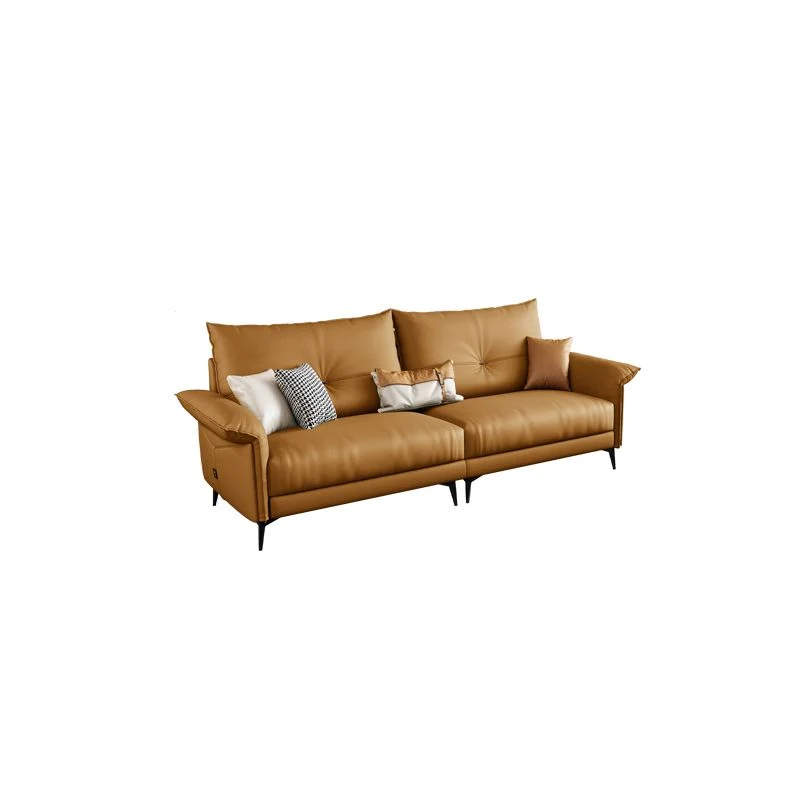 Divano moderno con braccioli superiori con cuscini standard marrone scuro Clearhalo