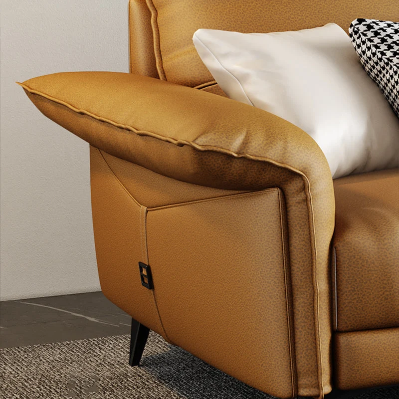 Divano moderno con braccioli superiori con cuscini standard marrone scuro Clearhalo