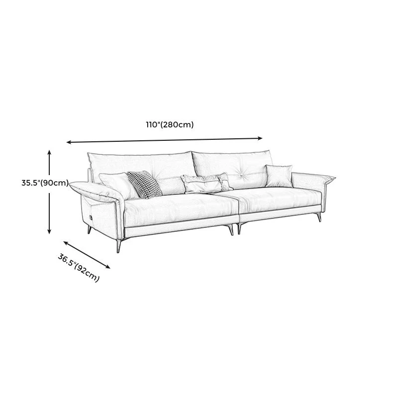 Divano moderno con braccioli superiori con cuscini standard marrone scuro Clearhalo