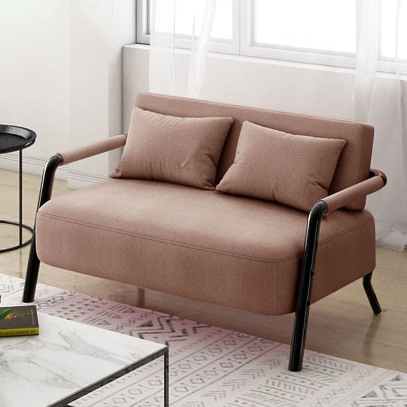 Divano moderno con 2 cuscini Divano nero standard con braccioli quadrati Clearhalo