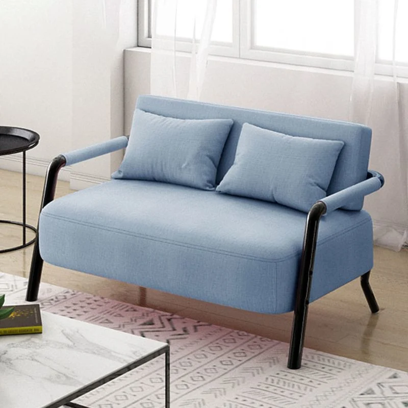 Divano moderno con 2 cuscini Divano nero standard con braccioli quadrati Clearhalo