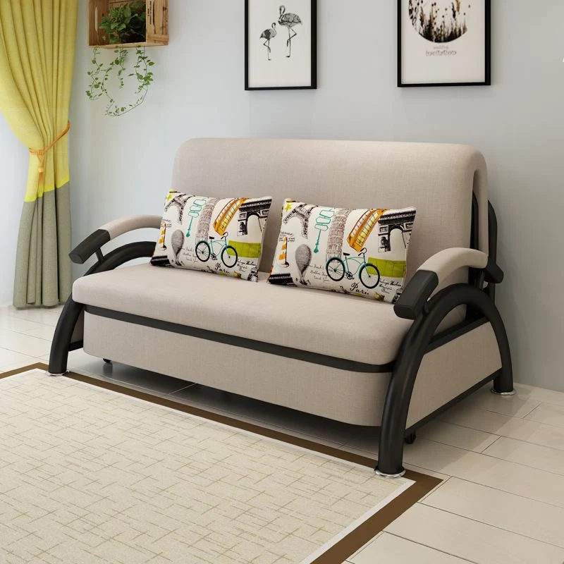 Divano moderno con rivestimento misto cotone con braccioli rotondi e letto Clearhalo
