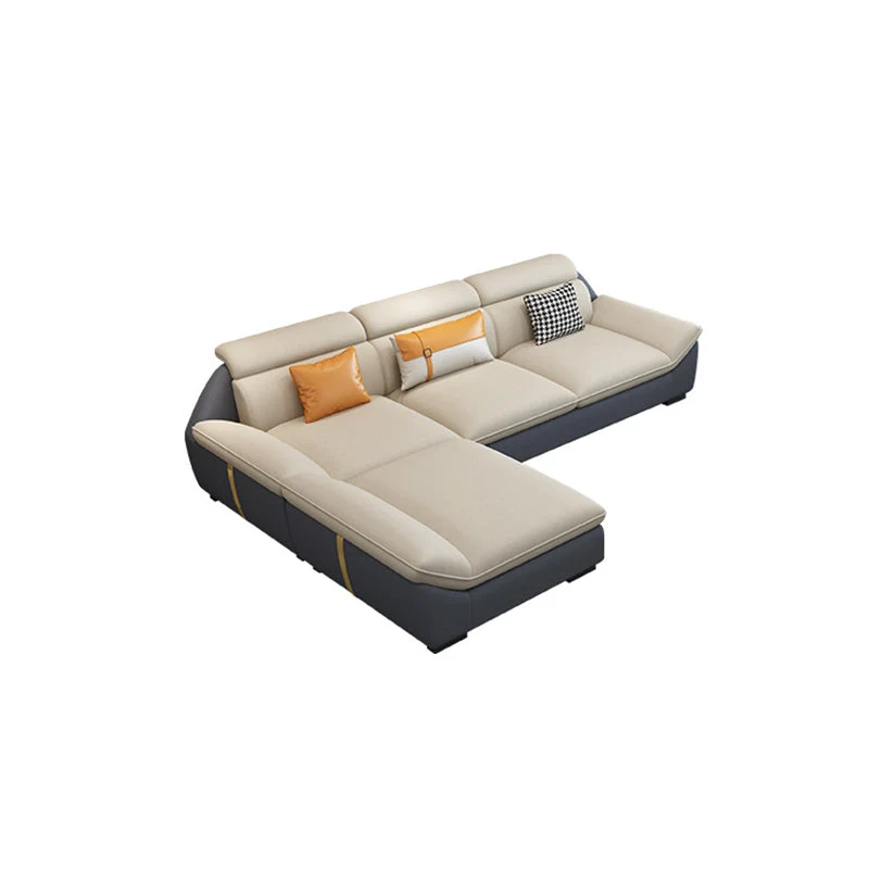 Divano moderno con schienale cucito, metà secolo, divano con braccioli e chaise longue Clearhalo