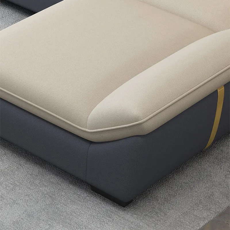 Divano moderno con schienale cucito, metà secolo, divano con braccioli e chaise longue Clearhalo
