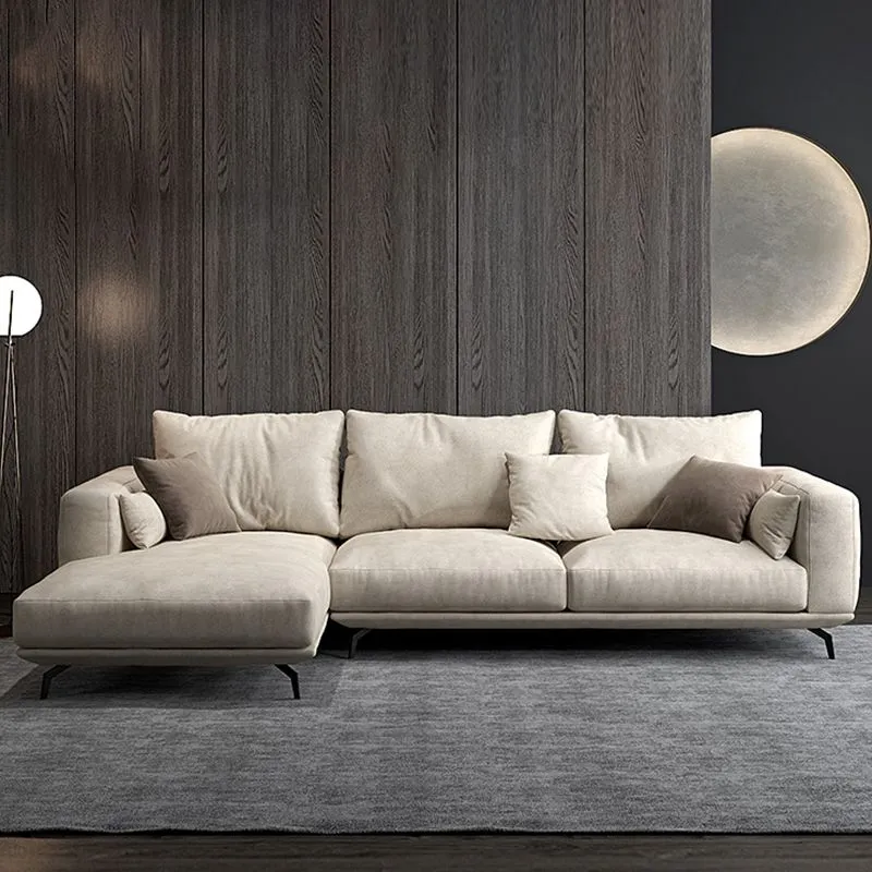 Divano moderno ecopelle bianca e divano chaise con schienale ampio - 36,22" H Clearhalo