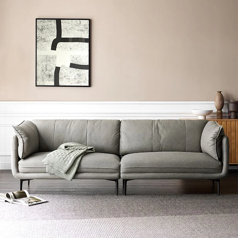 Divano moderno ecopelle Divano con braccioli smoking antimacchia grigio Clearhalo