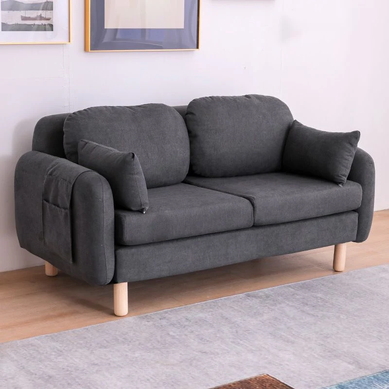 Divano moderno lino con braccioli quadrati Divano standard lino per soggiorno, appartamento Clearhalo
