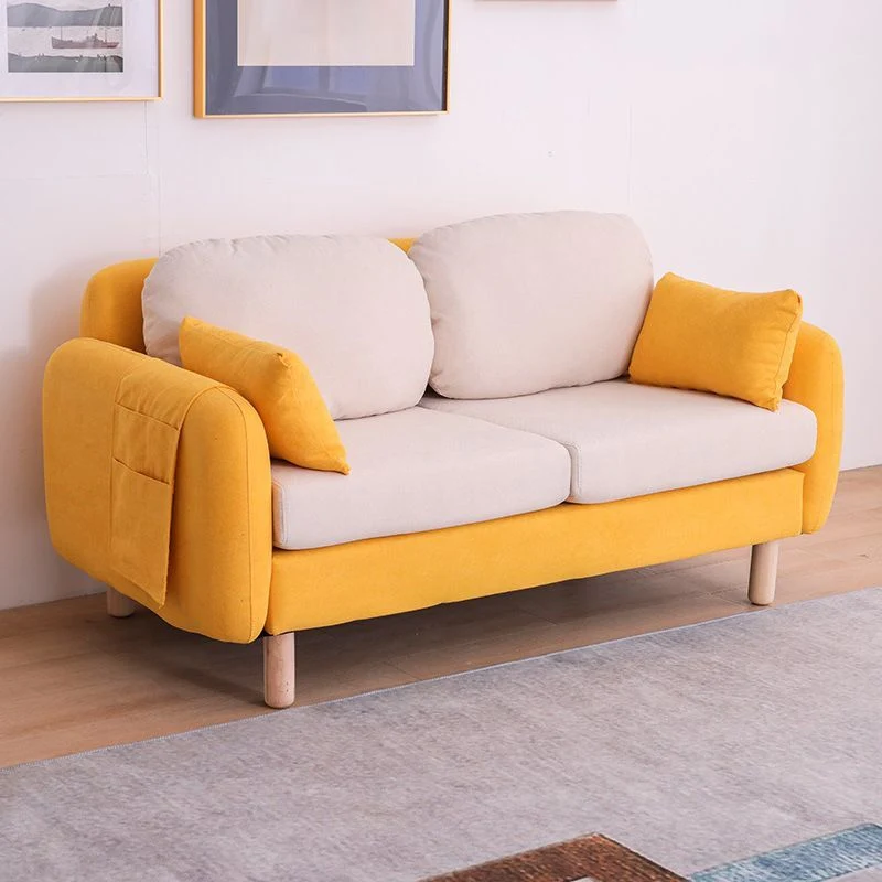 Divano moderno lino con braccioli quadrati Divano standard lino per soggiorno, appartamento Clearhalo