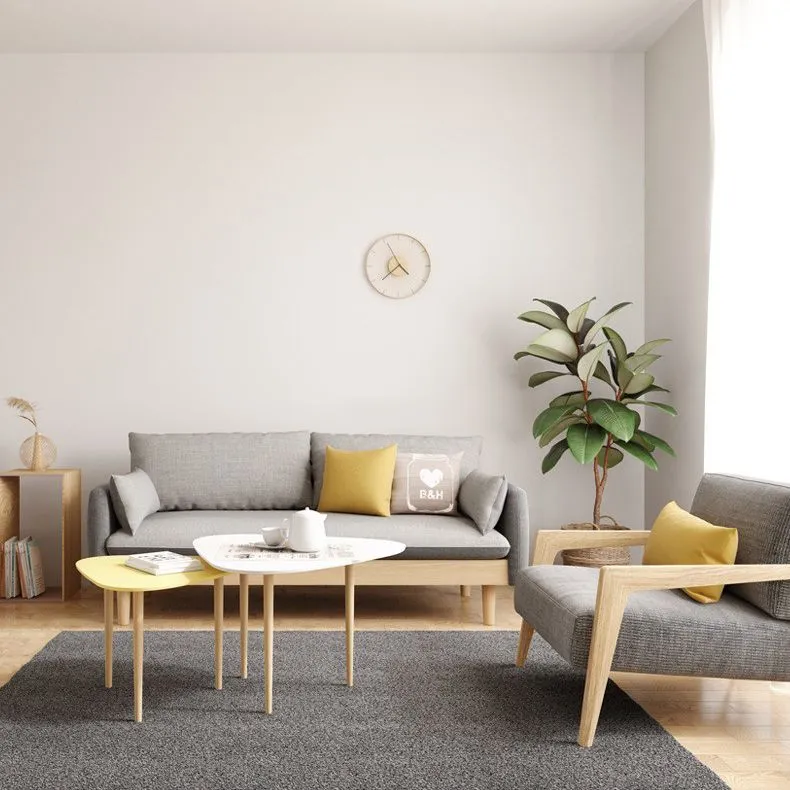 Divano moderno lino con braccioli quadrati e cuscini imbottiti per soggiorno Clearhalo