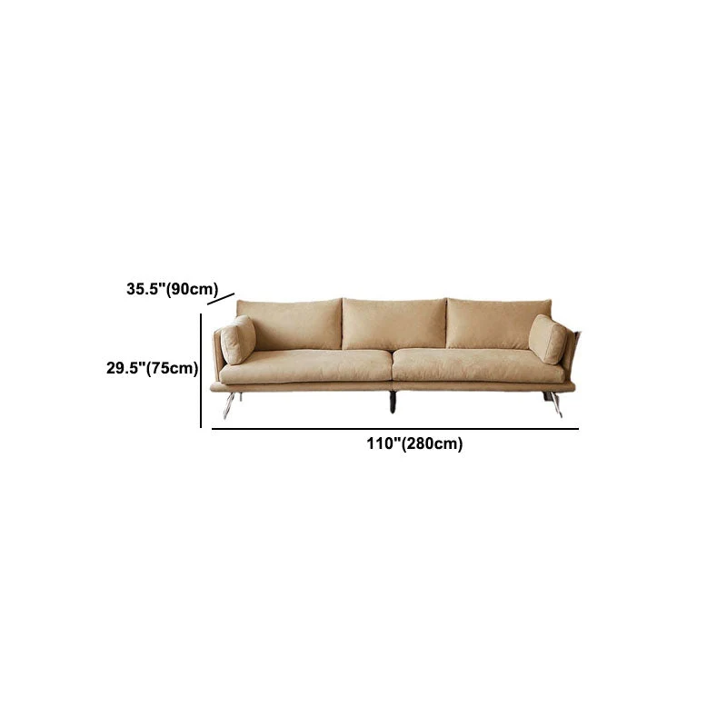 Divano moderno marrone 3/4 posti Divano resistente all'usura con gambe metallo Clearhalo