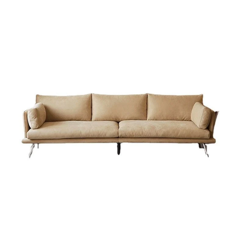 Divano moderno marrone 3/4 posti Divano resistente all'usura con gambe metallo Clearhalo