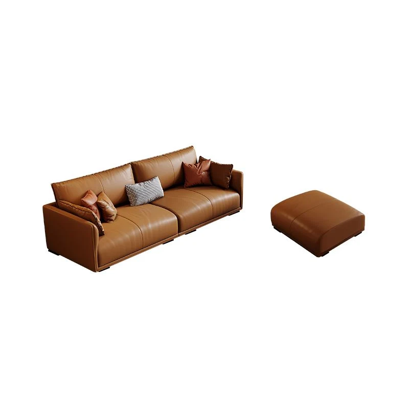 Divano moderno Mid-Century con bracciolo superiore componibile da 83 cm di altezza, con schienale e cuscino, marrone chiar...