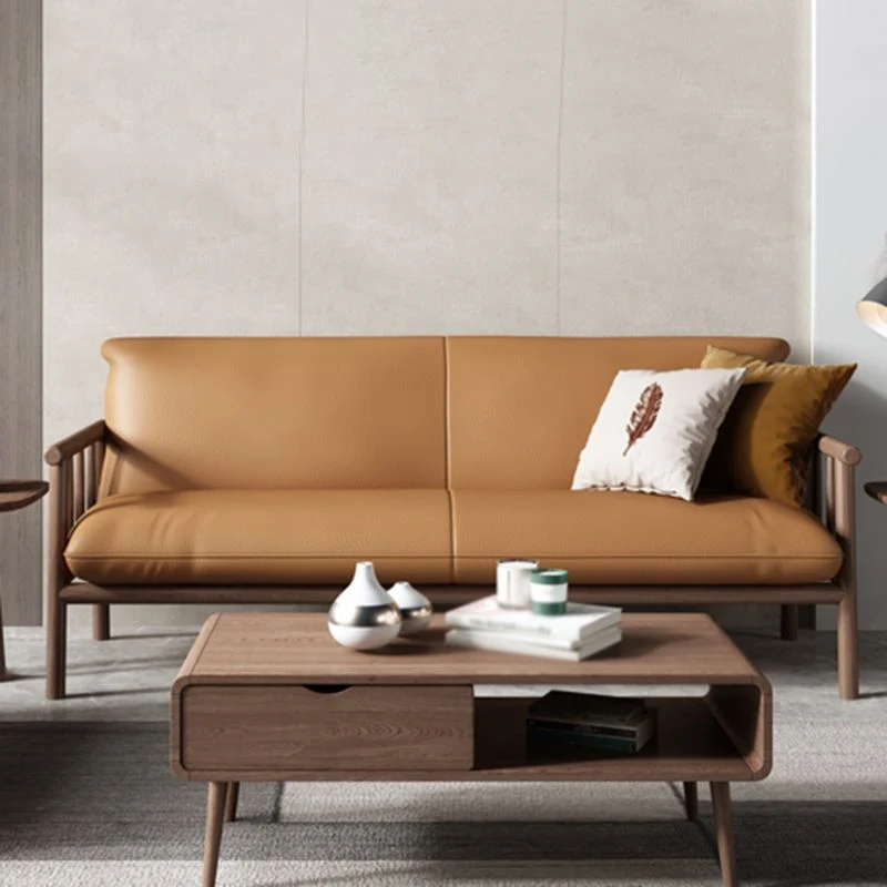 Divano moderno Mid-Century ecopelle da 29 "W con braccioli quadrati per soggiorno Clearhalo