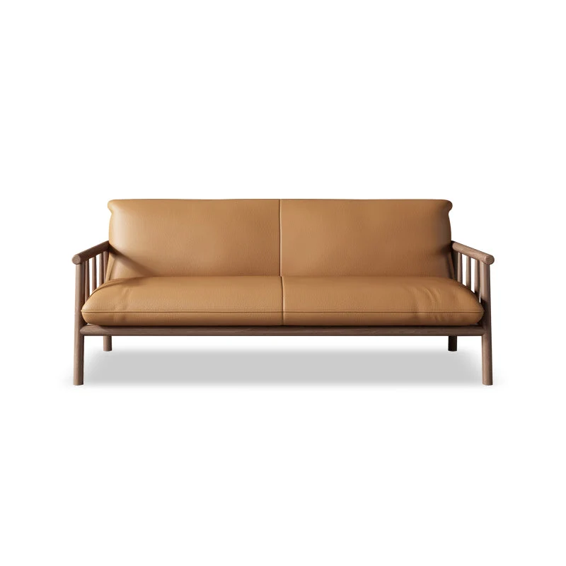 Divano moderno Mid-Century ecopelle da 29 "W con braccioli quadrati per soggiorno Clearhalo