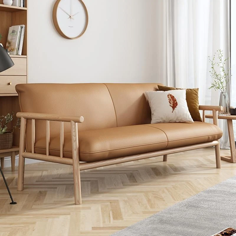 Divano moderno moderno ecopelle con bracciolo quadrato da 29" e schienale stretto Clearhalo