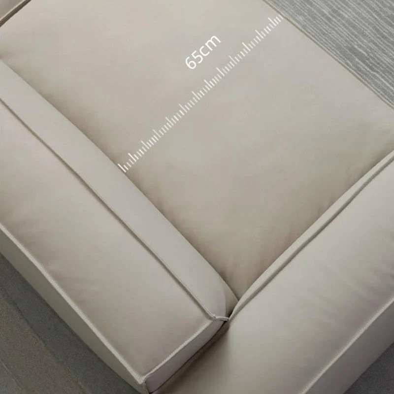 Divano moderno 4 posti con braccioli quadrati Divano ecopelle beige largo 110,23 pollici Clearhalo