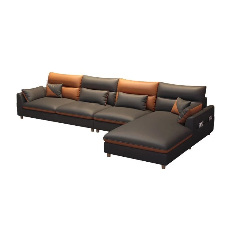 Divano moderno rivolto destra e divano chaise longue forma di L ecopelle Clearhalo
