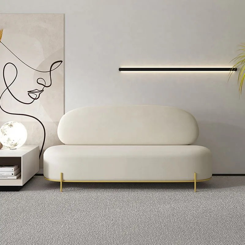 Divano moderno senza braccioli velluto bianco/arancione da 80 cm per soggiorno Clearhalo