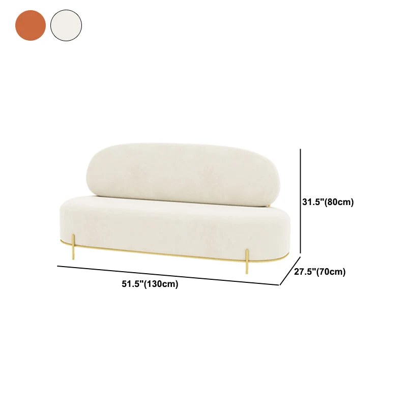 Divano moderno senza braccioli velluto bianco/arancione da 80 cm per soggiorno Clearhalo