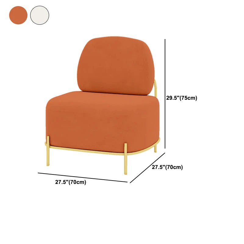 Divano moderno senza braccioli velluto bianco/arancione da 80 cm per soggiorno Clearhalo