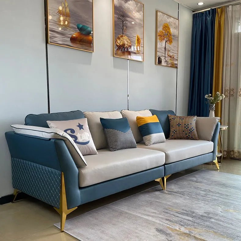 Divano moderno standard ecopelle con braccioli svasati antimacchia Clearhalo