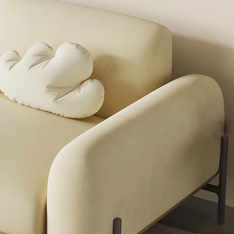 Divano moderno standard ecopelle/velluto beige Clearhalo