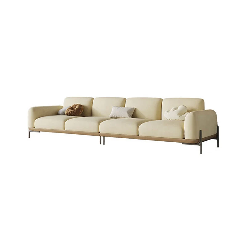Divano moderno standard ecopelle/velluto beige Clearhalo