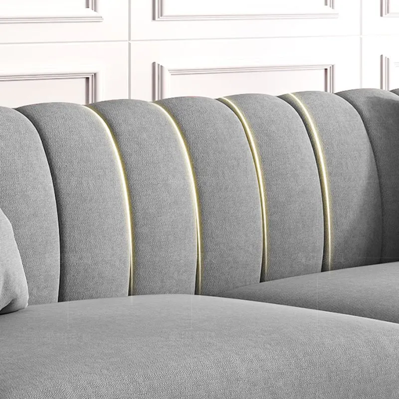 Divano moderno standard grigio chiaro con bracciolo svasato per soggiorno fisso Clearhalo