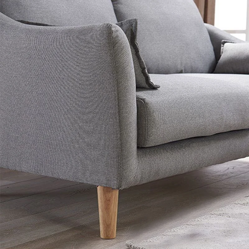 Divano moderno tessuto con schienale ampio Divano con braccioli inclinati e gambe legno Clearhalo
