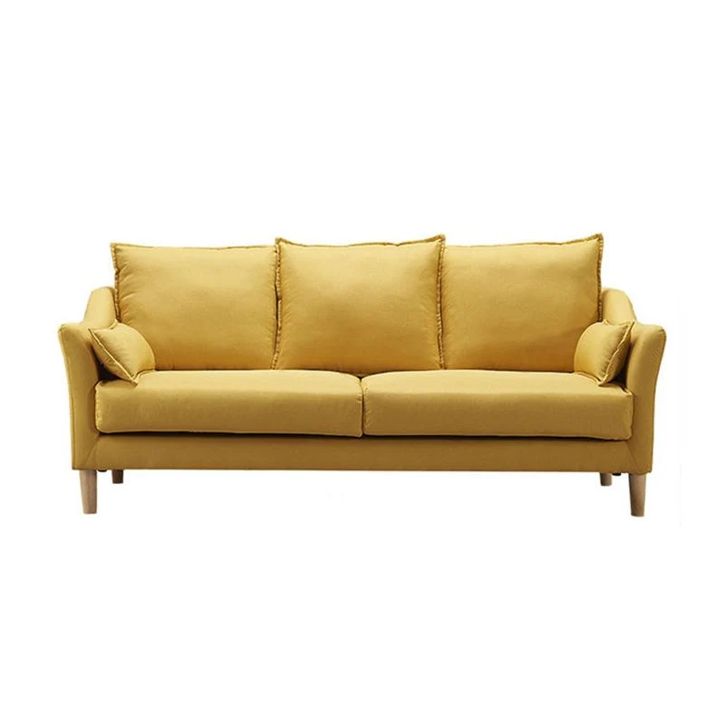 Divano moderno tessuto con schienale ampio Divano con braccioli inclinati e gambe legno Clearhalo