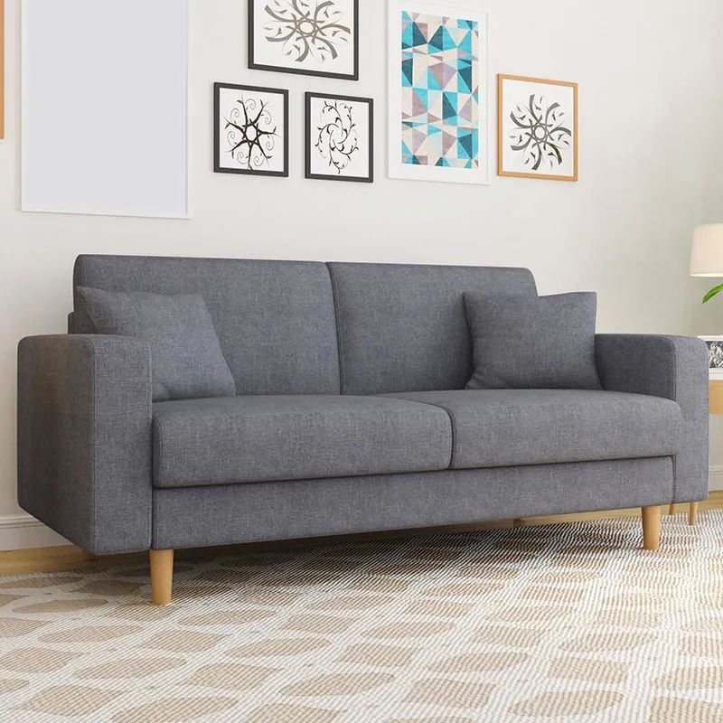 Divano moderno tessuto Divano 3 posti con braccioli quadrati e 2 cuscini Clearhalo