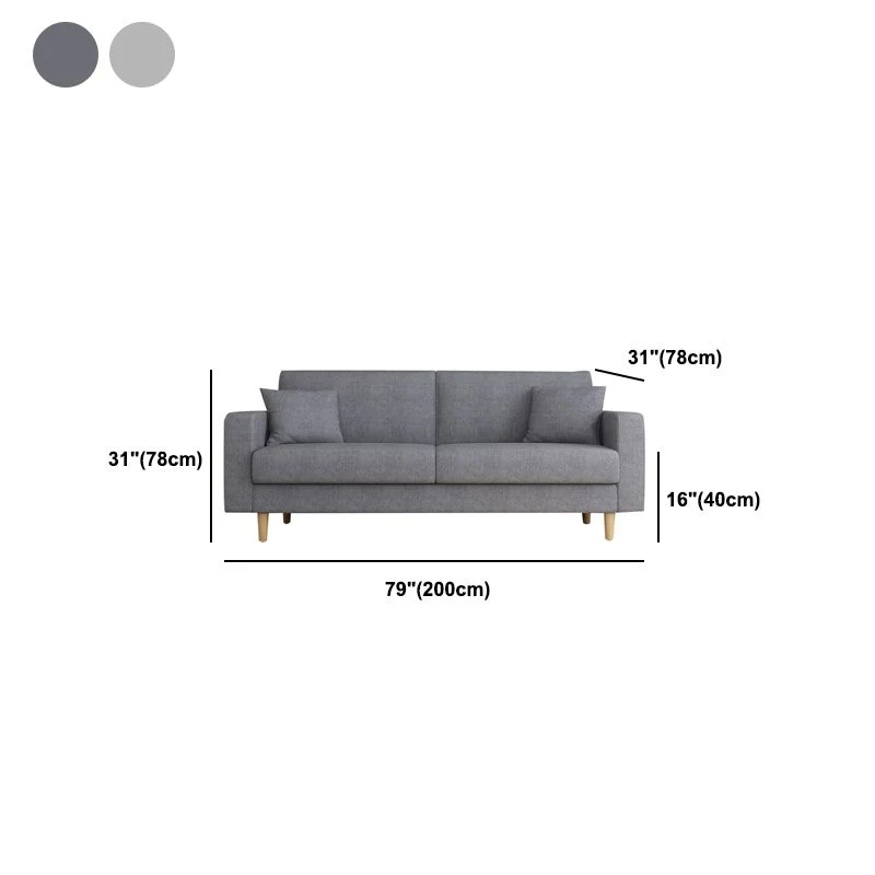 Divano moderno tessuto Divano 3 posti con braccioli quadrati e 2 cuscini Clearhalo