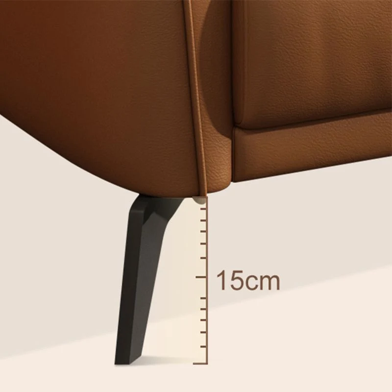 Divano moderno vera pelle con bracciolo svasato standard con schienale cucito Clearhalo