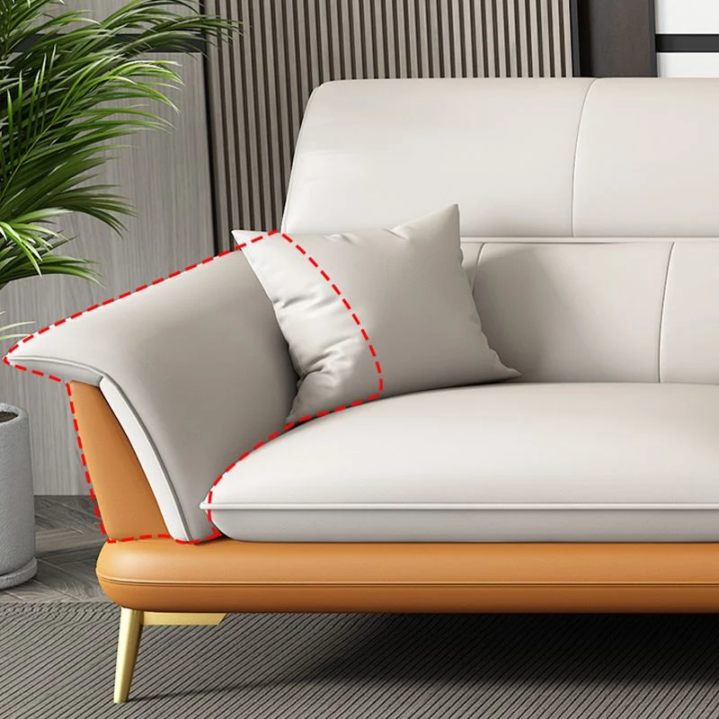 Divano moderno/componibile con braccioli vera pelle color crema color crema per soggiorno Clearhalo