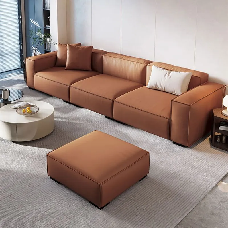 Divano moderno/sezionale con braccioli quadrati con schienale stretto e resistente per soggiorno Clearhalo