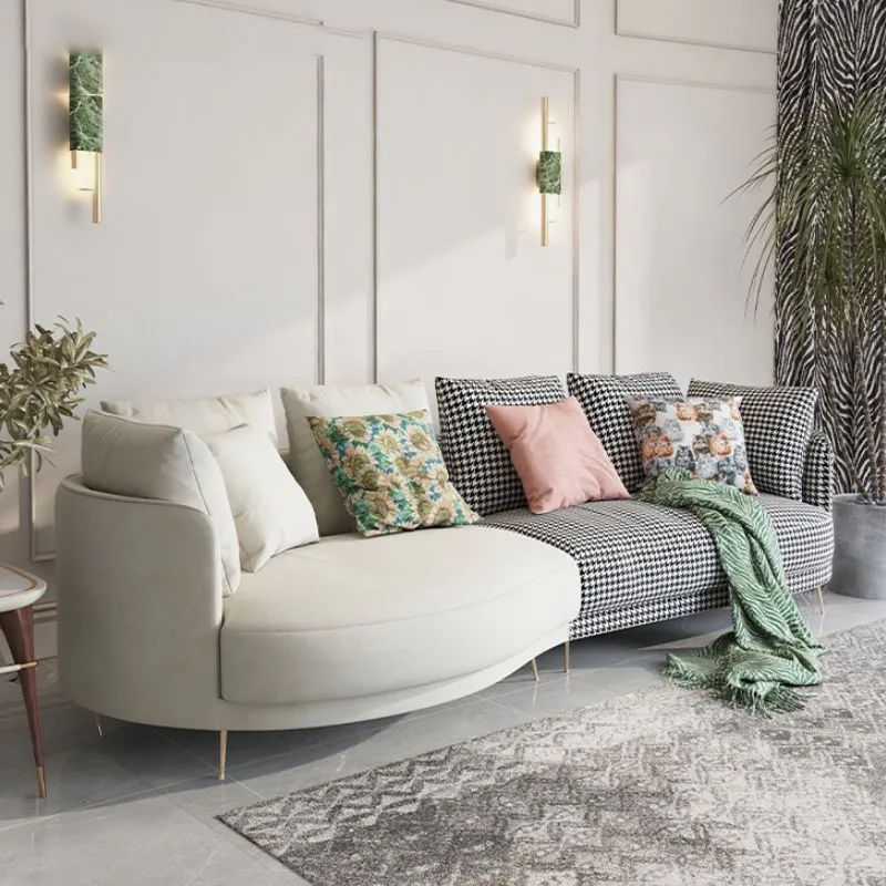 Divano modulare scandinavo ecopelle con cuscini di schienale imbottiti Clearhalo