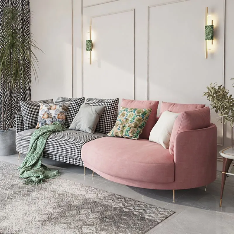 Divano modulare scandinavo ecopelle con cuscini di schienale imbottiti Clearhalo