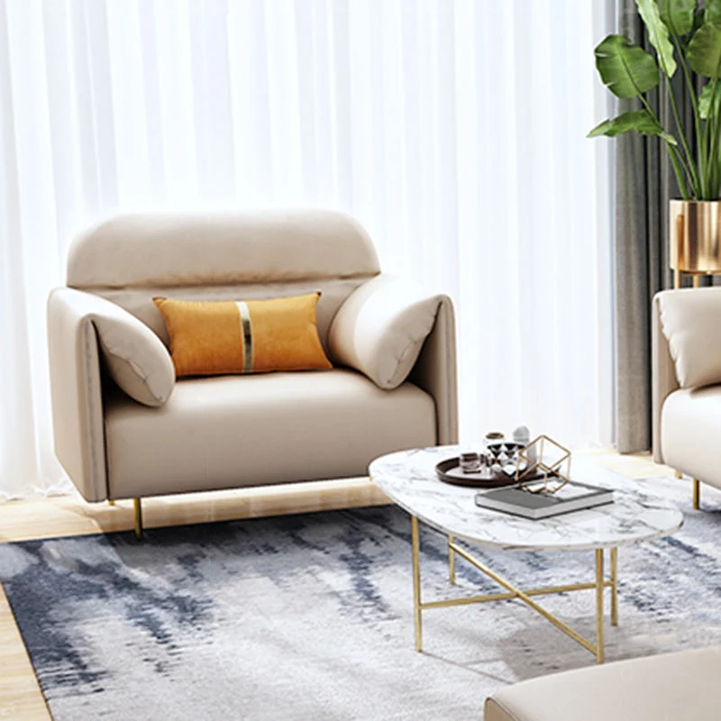 Divano pelle da soggiorno con cuscino standard con schienale cucito Glam e bracciolo superiore Clearhalo