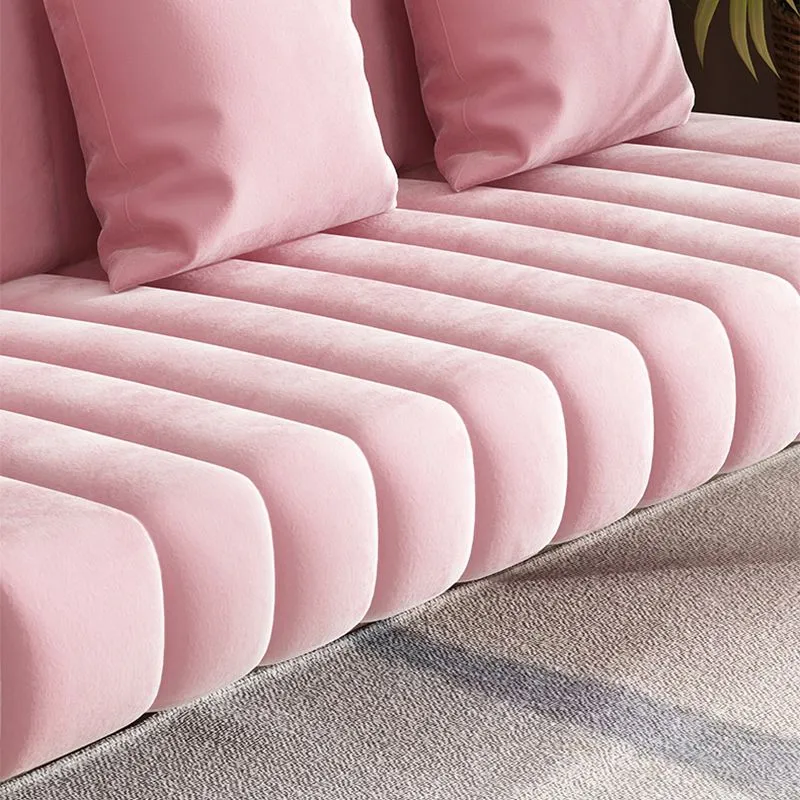 Divano 3 posti velluto con 3 cuscini e bracciolo pillow top per appartamento Clearhalo