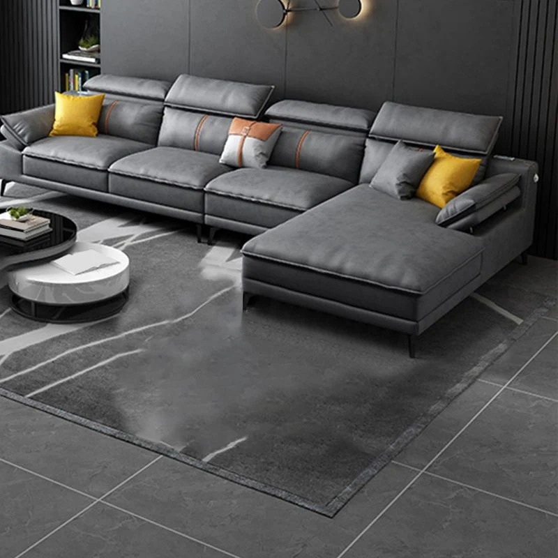 Divano regolabile moderno grigio e chaise longue con bracciolo superiore componibile Clearhalo