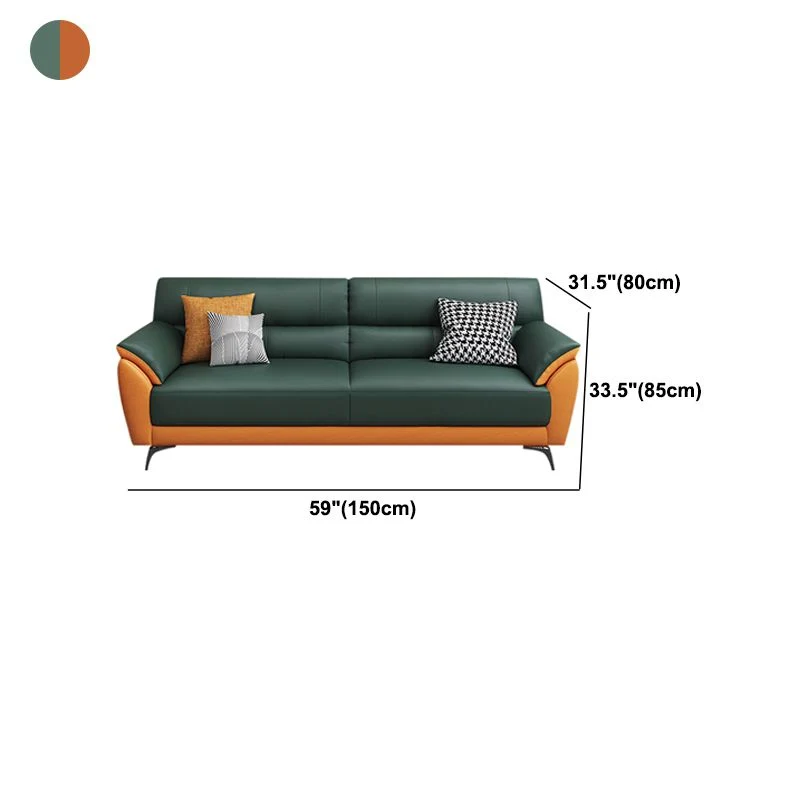 Divano resistente alle macchie con cuscino posteriore cucito verde glam, bracciolo superiore Clearhalo