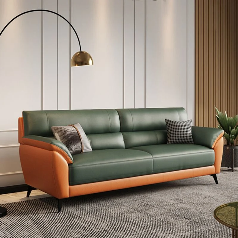 Divano resistente alle macchie con cuscino posteriore cucito verde glam, bracciolo superiore Clearhalo