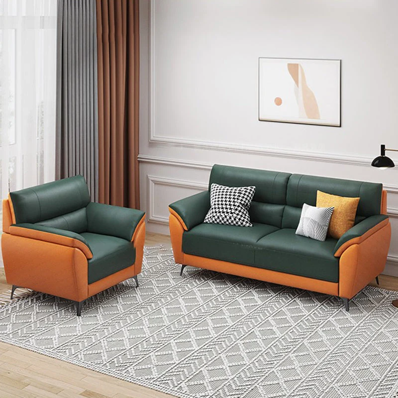 Divano resistente alle macchie con cuscino posteriore cucito verde glam, bracciolo superiore Clearhalo
