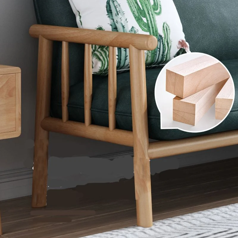Divano scandinavo con braccioli quadrati ecopelle con base legno - 30,3" H Clearhalo