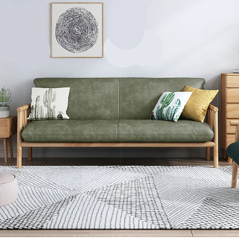 Divano scandinavo con braccioli quadrati ecopelle con base legno - 30,3" H Clearhalo