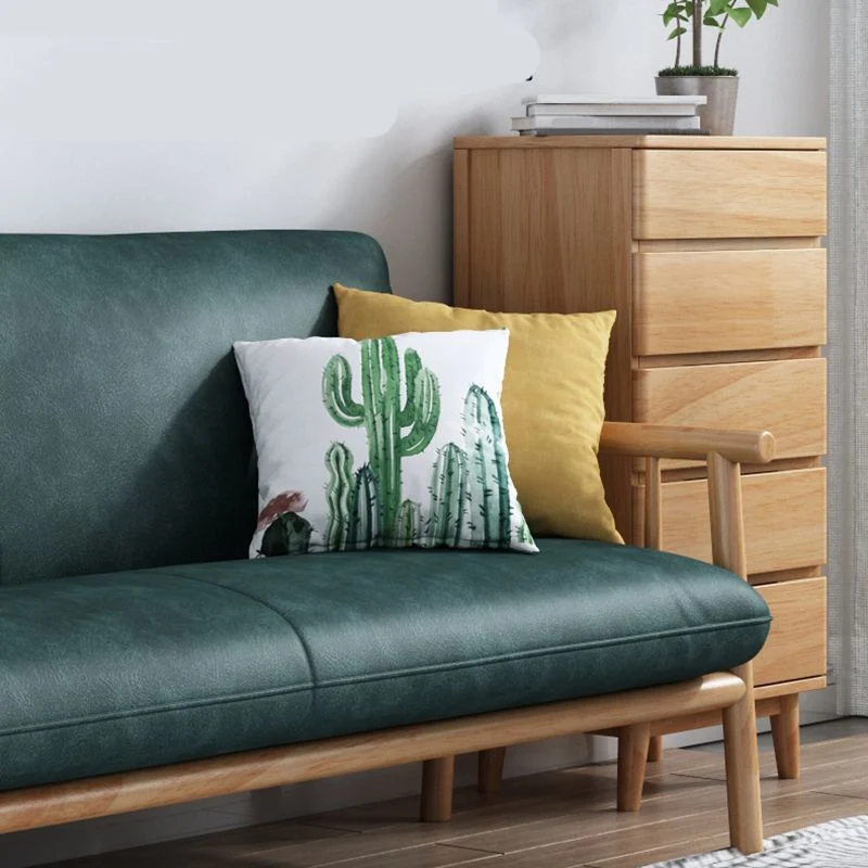Divano scandinavo con braccioli quadrati ecopelle con base legno - 30,3" H Clearhalo