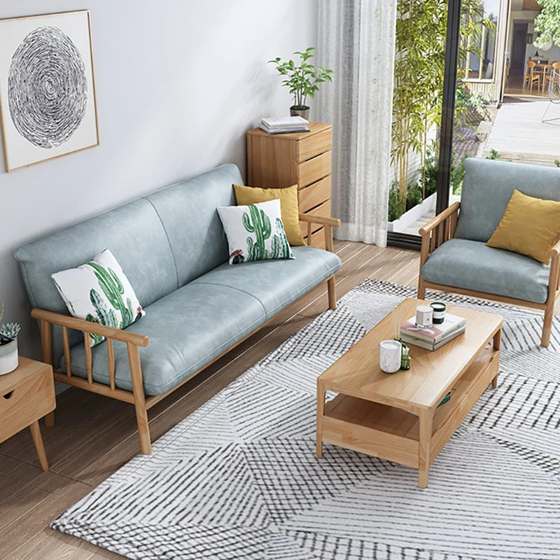 Divano scandinavo con braccioli quadrati ecopelle con base legno - 30,3" H Clearhalo