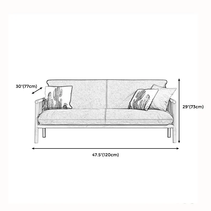Divano scandinavo con braccioli quadrati ecopelle con base legno - 30,3" H Clearhalo
